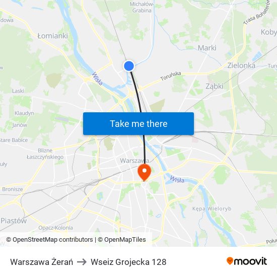 Warszawa Żerań to Wseiz Grojecka 128 map