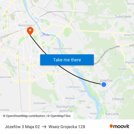 Józefów 3 Maja 02 to Wseiz Grojecka 128 map