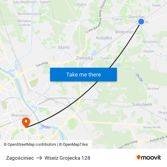 Zagościniec to Wseiz Grojecka 128 map