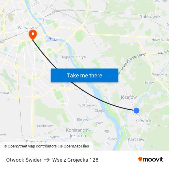 Otwock Świder to Wseiz Grojecka 128 map