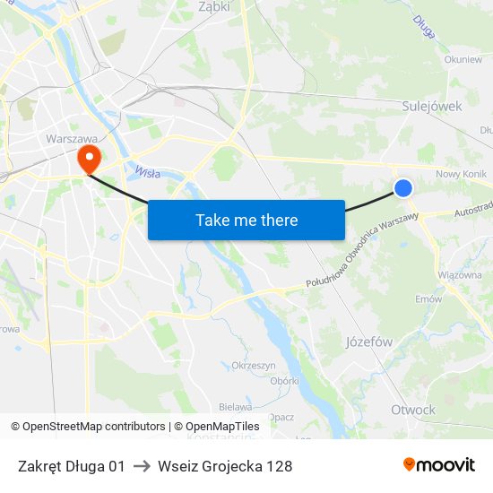 Zakręt Długa 01 to Wseiz Grojecka 128 map