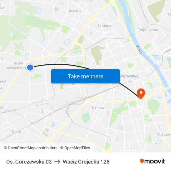 Os. Górczewska 03 to Wseiz Grojecka 128 map