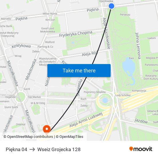 Piękna 04 to Wseiz Grojecka 128 map