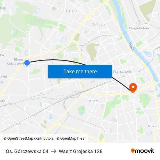 Os. Górczewska 04 to Wseiz Grojecka 128 map