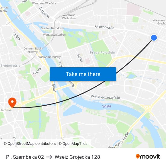 Pl. Szembeka 02 to Wseiz Grojecka 128 map