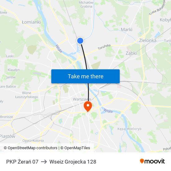 PKP Żerań 07 to Wseiz Grojecka 128 map