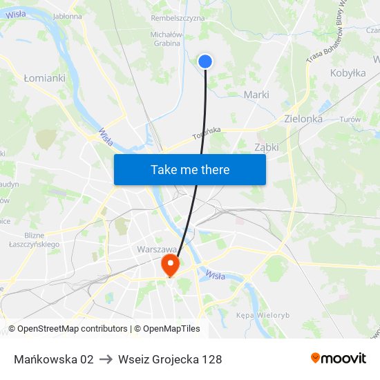 Mańkowska 02 to Wseiz Grojecka 128 map