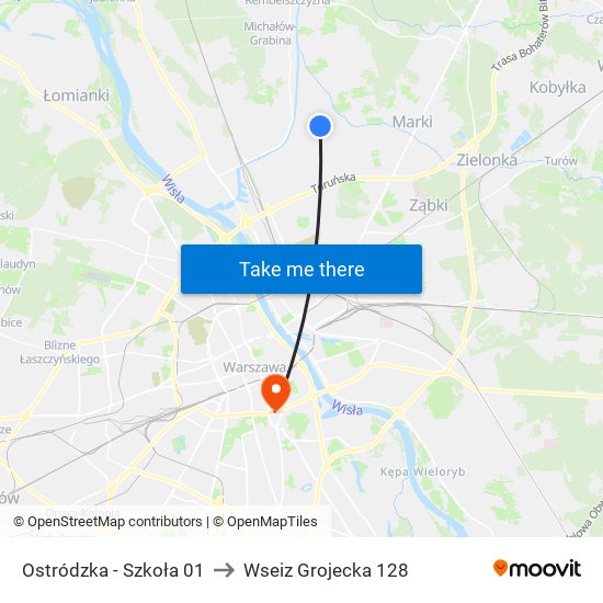 Ostródzka - Szkoła 01 to Wseiz Grojecka 128 map