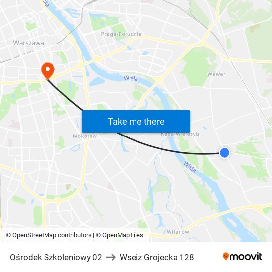 Ośrodek Szkoleniowy 02 to Wseiz Grojecka 128 map