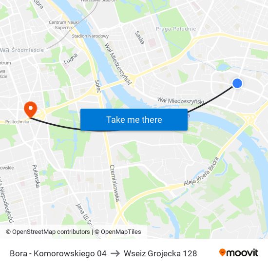 Bora-Komorowskiego to Wseiz Grojecka 128 map