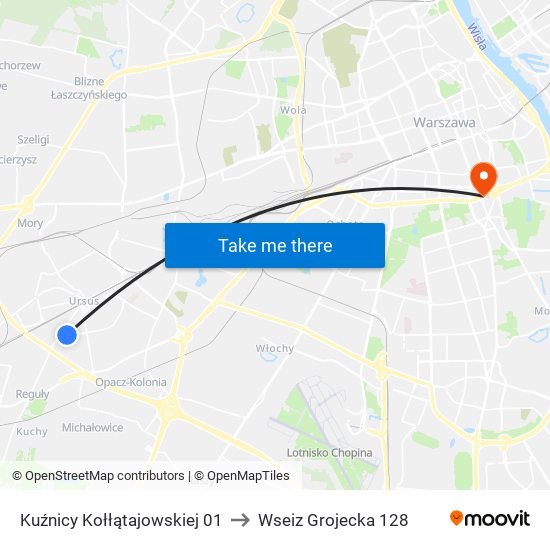 Kuźnicy Kołłątajowskiej 01 to Wseiz Grojecka 128 map