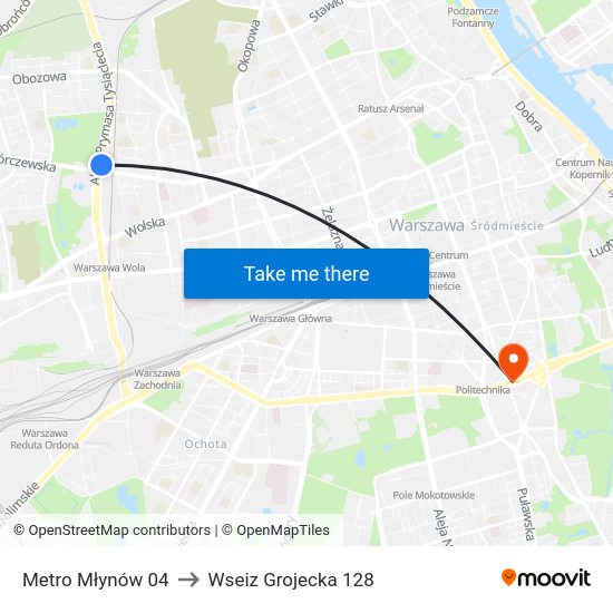 Metro Młynów 04 to Wseiz Grojecka 128 map