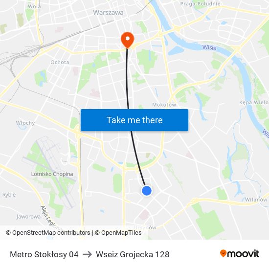 Metro Stokłosy 04 to Wseiz Grojecka 128 map