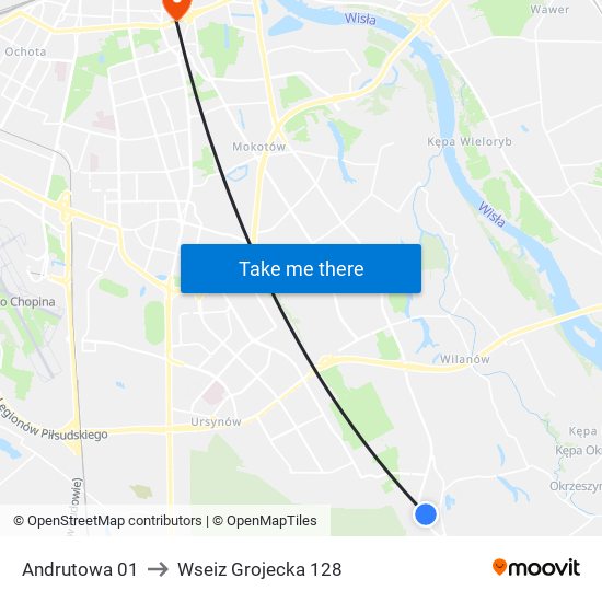 Andrutowa to Wseiz Grojecka 128 map