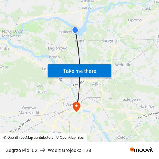 Zegrze Płd. to Wseiz Grojecka 128 map