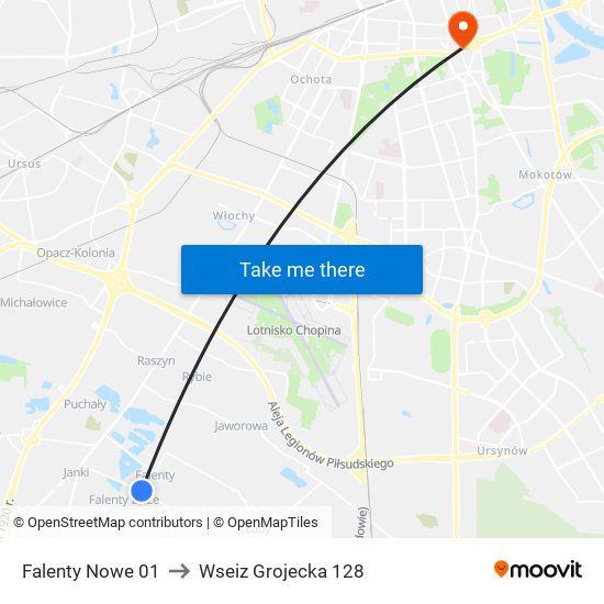 Falenty Nowe 01 to Wseiz Grojecka 128 map