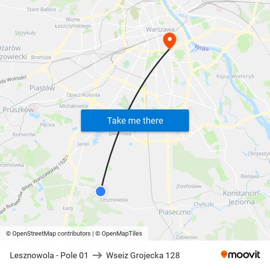 Lesznowola - Pole 01 to Wseiz Grojecka 128 map