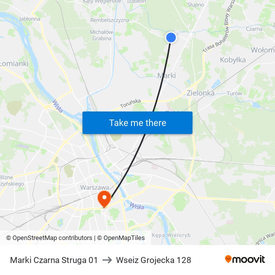 Marki Czarna Struga 01 to Wseiz Grojecka 128 map