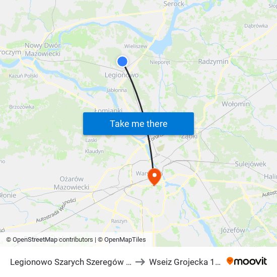 Legionowo Szarych Szeregów 01 to Wseiz Grojecka 128 map