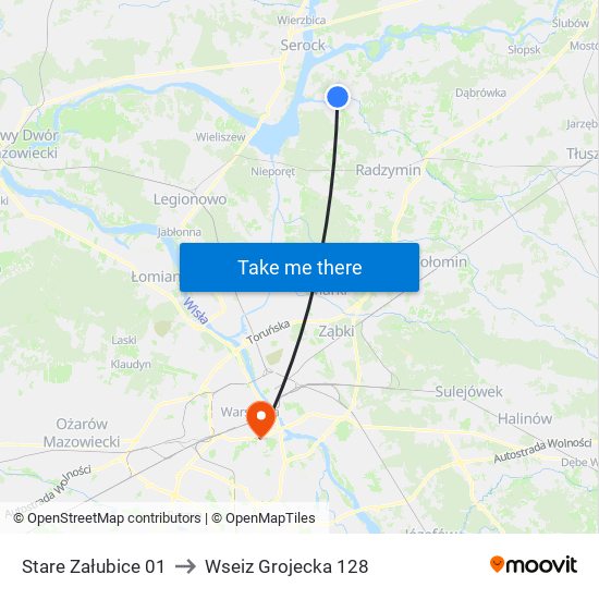 Stare Załubice 01 to Wseiz Grojecka 128 map