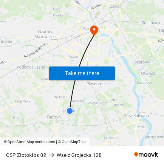 OSP Złotokłos to Wseiz Grojecka 128 map