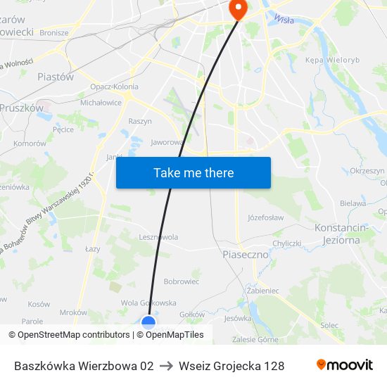 Baszkówka Wierzbowa 02 to Wseiz Grojecka 128 map