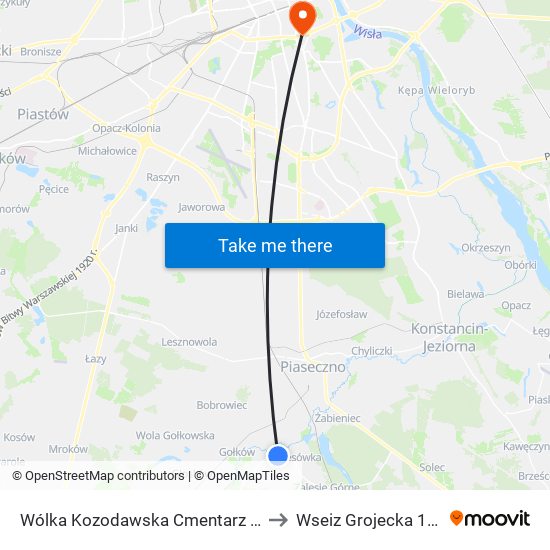 Wólka Kozodawska Cmentarz 02 to Wseiz Grojecka 128 map