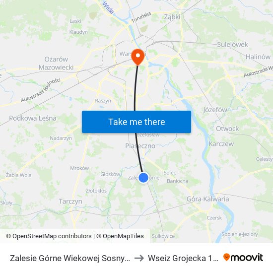 Zalesie Górne Wiekowej Sosny 01 to Wseiz Grojecka 128 map