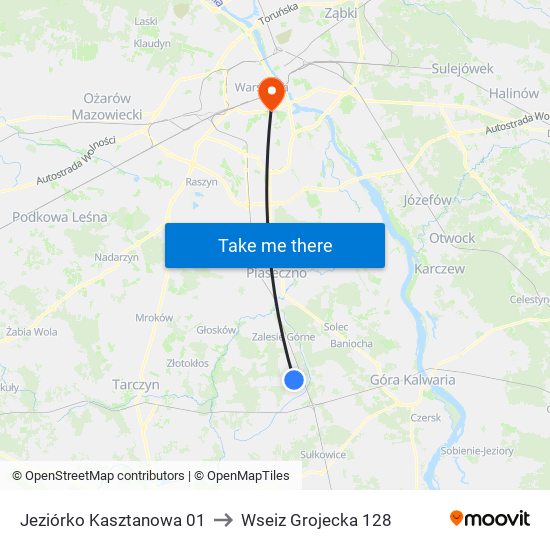 Jeziórko Kasztanowa 01 to Wseiz Grojecka 128 map