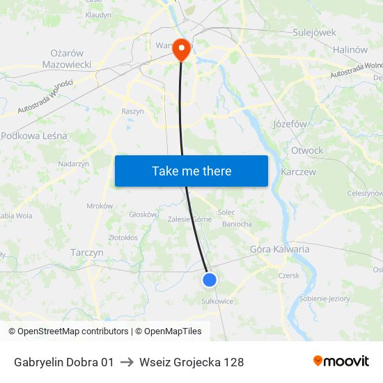 Gabryelin Dobra 01 to Wseiz Grojecka 128 map