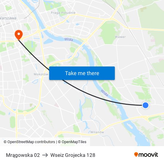 Mrągowska 02 to Wseiz Grojecka 128 map