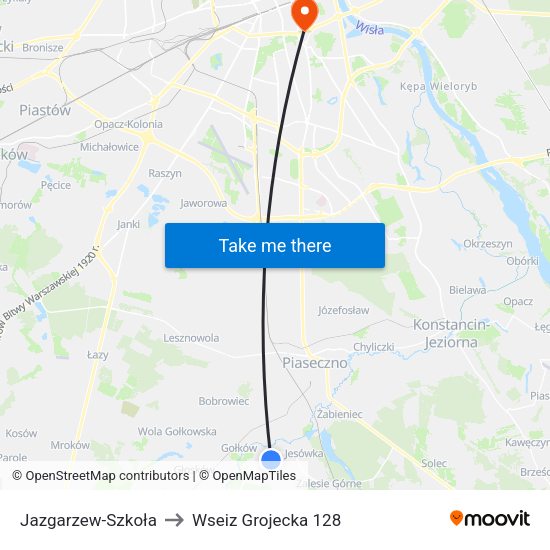 Jazgarzew - Szkoła 01 to Wseiz Grojecka 128 map