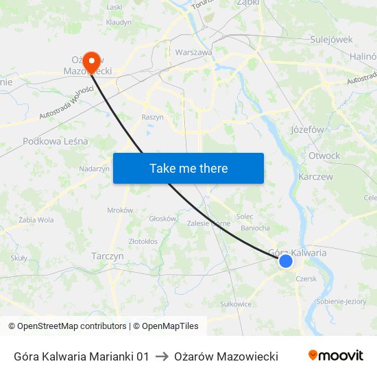 Góra Kalwaria Marianki 01 to Ożarów Mazowiecki map