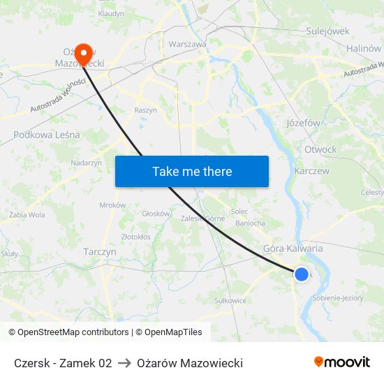 Czersk - Zamek 02 to Ożarów Mazowiecki map