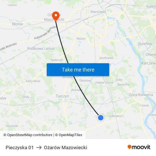 Pieczyska to Ożarów Mazowiecki map