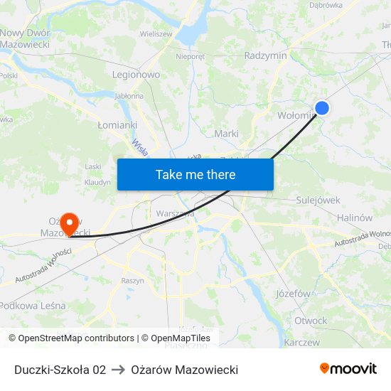 Duczki-Szkoła to Ożarów Mazowiecki map