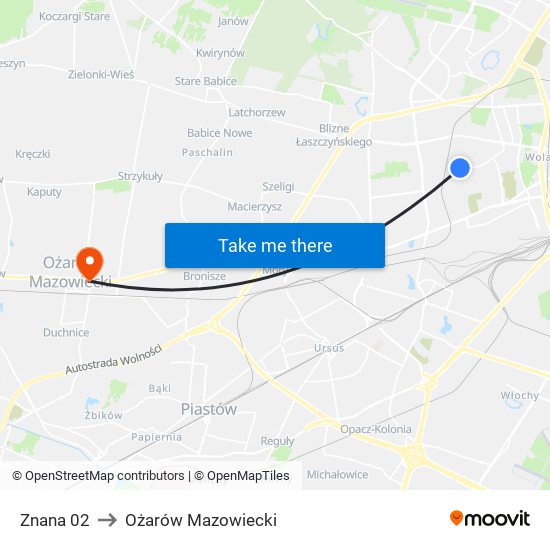 Znana to Ożarów Mazowiecki map