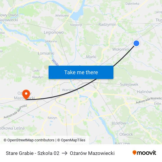 Stare Grabie - Szkoła 02 to Ożarów Mazowiecki map