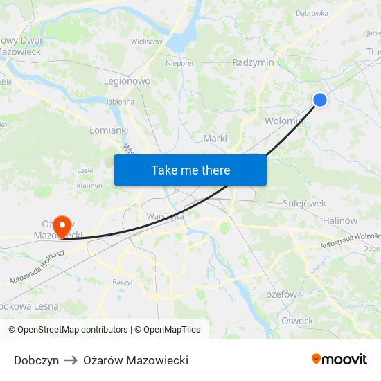 Dobczyn to Ożarów Mazowiecki map