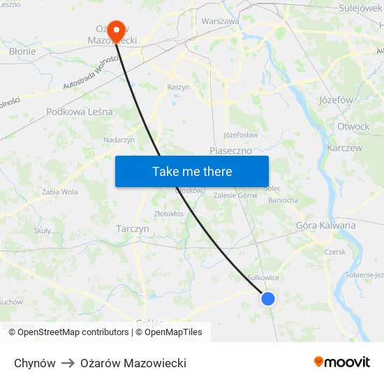 Chynów to Ożarów Mazowiecki map