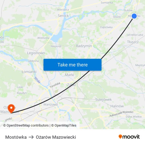 Mostówka to Ożarów Mazowiecki map