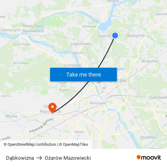 Dąbkowizna to Ożarów Mazowiecki map