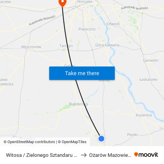 Witosa / Zielonego Sztandaru (Nż) to Ożarów Mazowiecki map