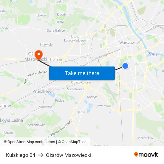 Kulskiego 04 to Ożarów Mazowiecki map