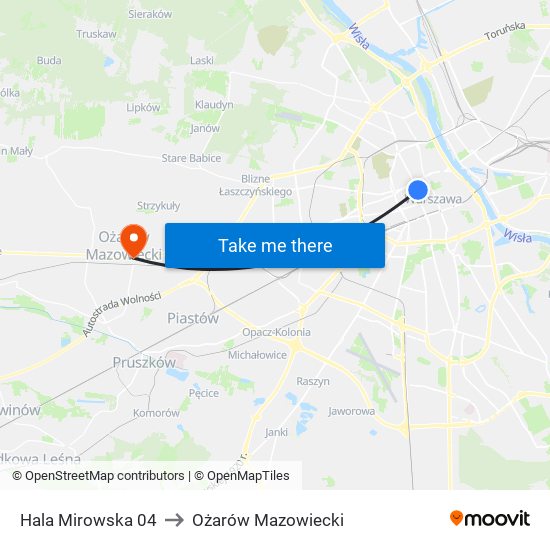 Hala Mirowska to Ożarów Mazowiecki map