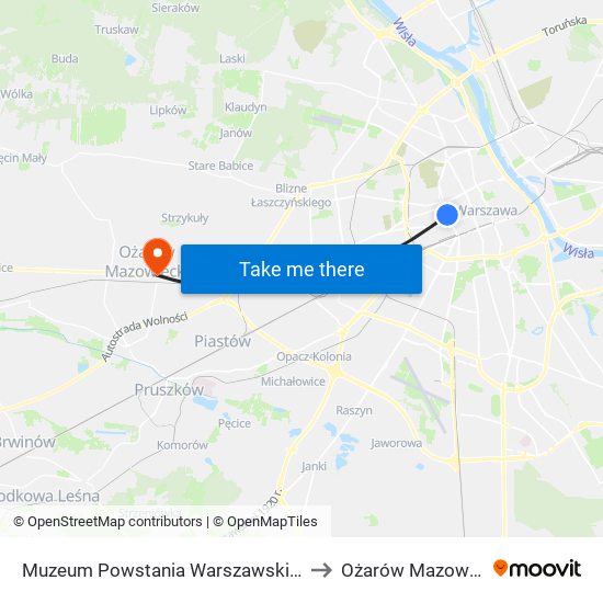 Muzeum Powstania Warszawskiego to Ożarów Mazowiecki map