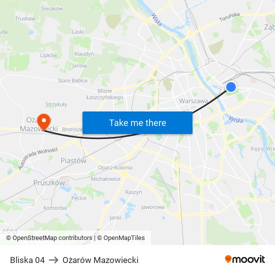 Bliska 04 to Ożarów Mazowiecki map