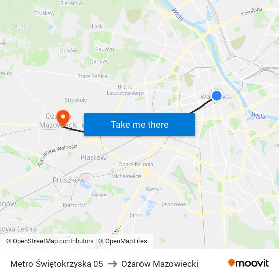 Metro Świętokrzyska 05 to Ożarów Mazowiecki map