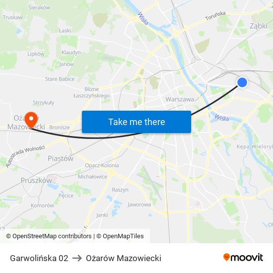 Garwolińska 02 to Ożarów Mazowiecki map