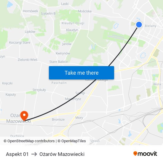 Aspekt 01 to Ożarów Mazowiecki map